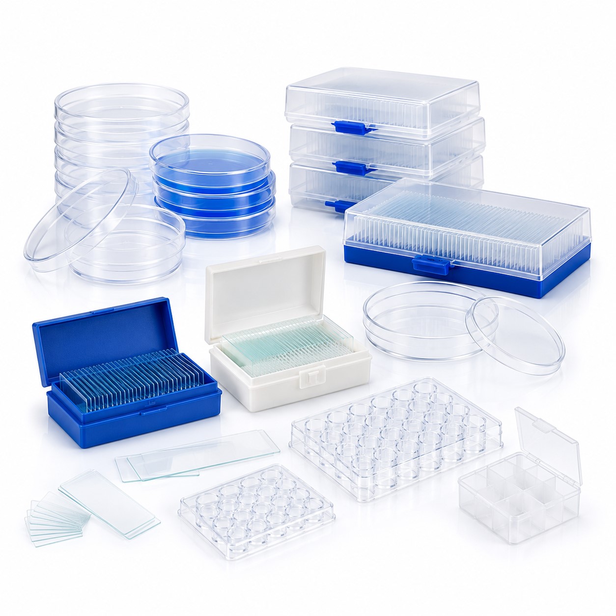 Plastic Petri Dishes and Slide Boxes