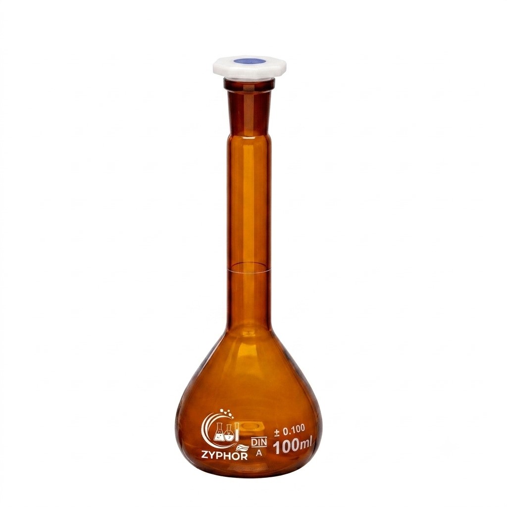 Amber Volumetric Flask, Class-A, Batch Certificate, ISO